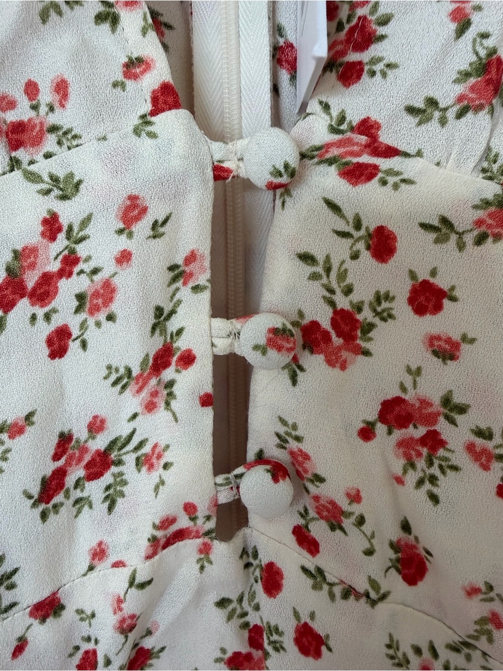 Reformation Marina White Mini Dress with Pink and Red Floral Print - Picture 7 of 7